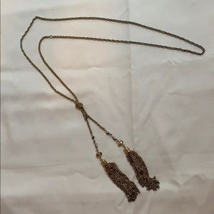 Silver and gold dual tassel necklace